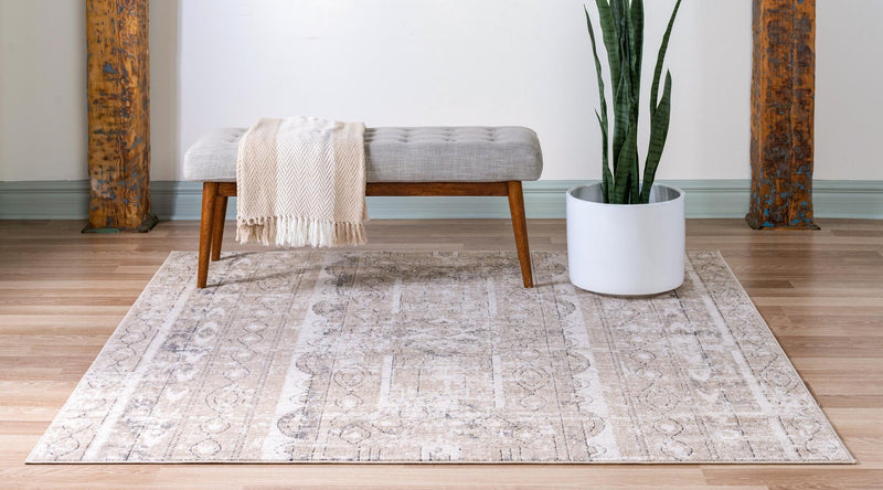 Cascade Range Collection Area Rug -  Rainier Square Ivory  lifestyle 11