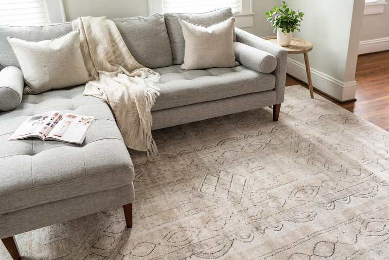 Cascade Range Collection Area Rug -  Rainier Square Ivory  lifestyle 16