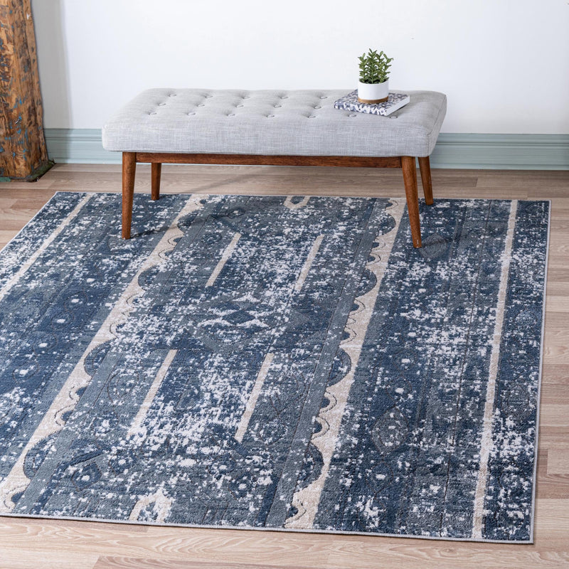 Cascade Range Collection Area Rug -  Rainier Square Blue  lifestyle 0