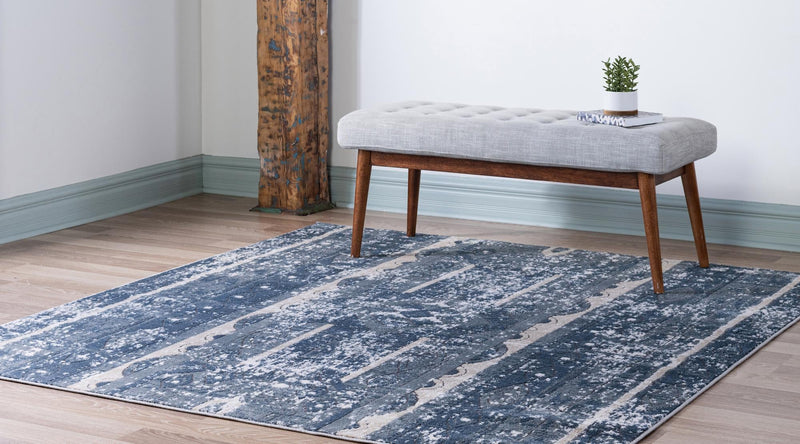 Cascade Range Collection Area Rug -  Rainier Square Blue  lifestyle 2