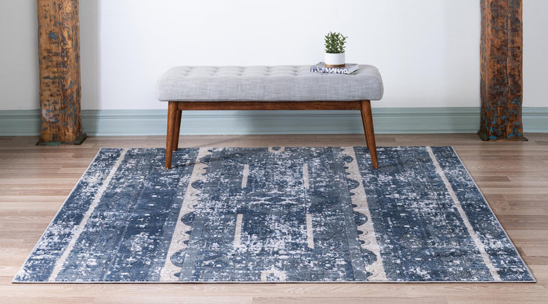 Cascade Range Collection Area Rug -  Rainier Square Blue  lifestyle 3