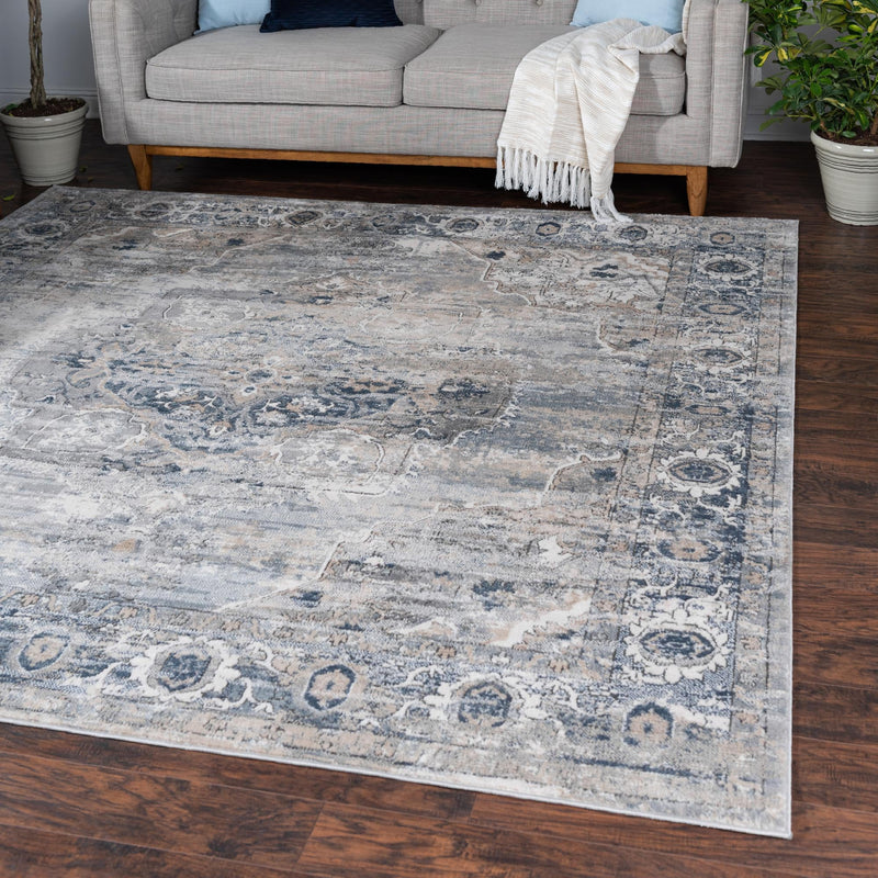 Cascade Range Collection Area Rug -  Baker Square Gray  lifestyle 0