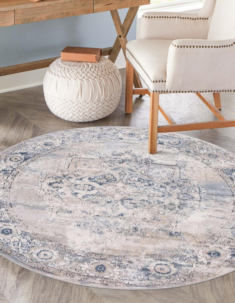 Cascade Range Collection Area Rug -  Baker Round Gray  lifestyle 6