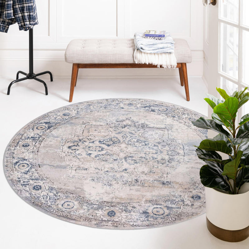 Cascade Range Collection Area Rug -  Baker Round Gray  lifestyle 29