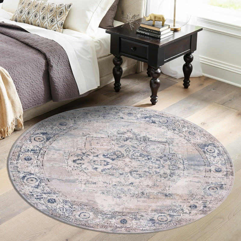 Cascade Range Collection Area Rug -  Baker Round Gray  lifestyle 31