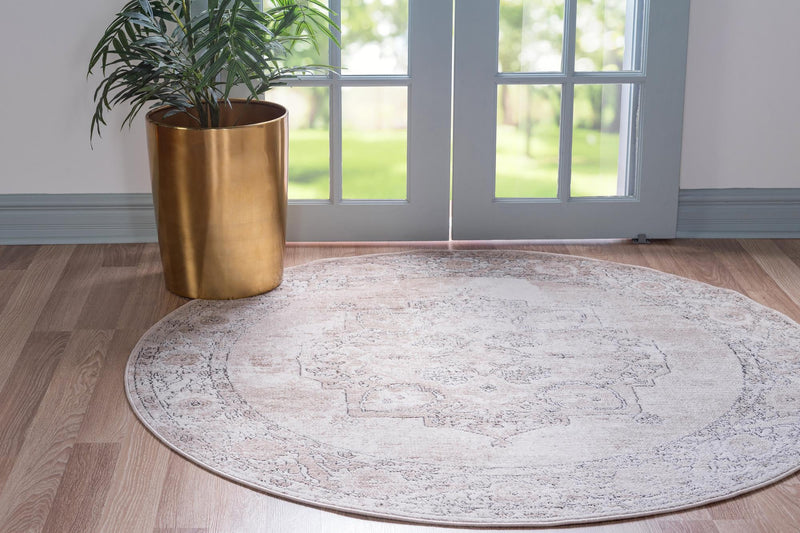 Cascade Range Collection Area Rug -  Baker Round Ivory  lifestyle 2