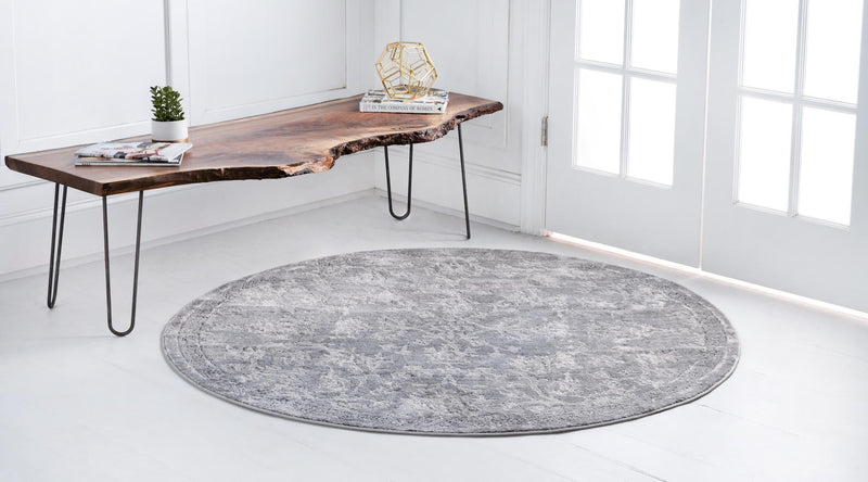 Cascade Range Collection Area Rug -  Helena Round Gray  lifestyle 5