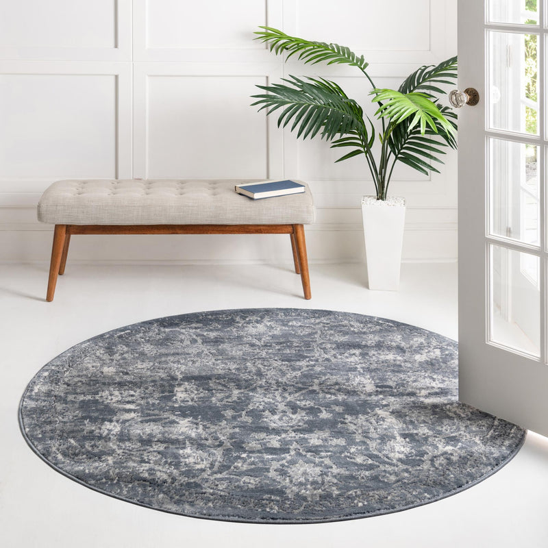 Cascade Range Collection Area Rug -  Helena Round Blue  lifestyle 41