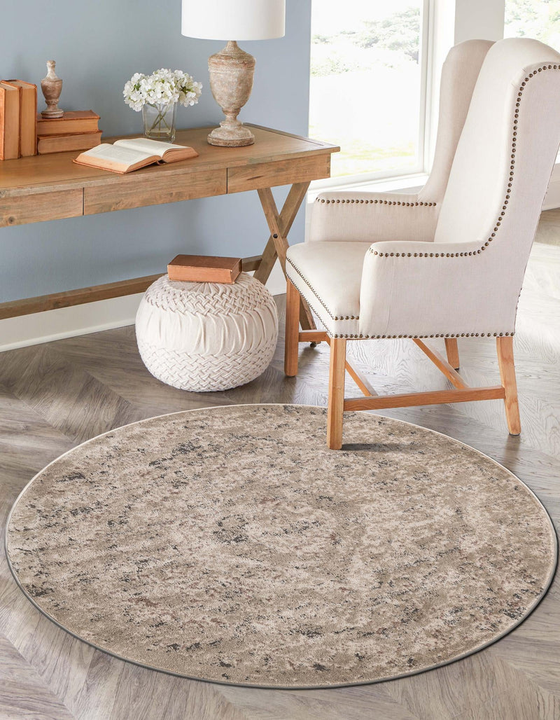 Cascade Range Collection Area Rug -  Jefferson Round Beige  lifestyle 114