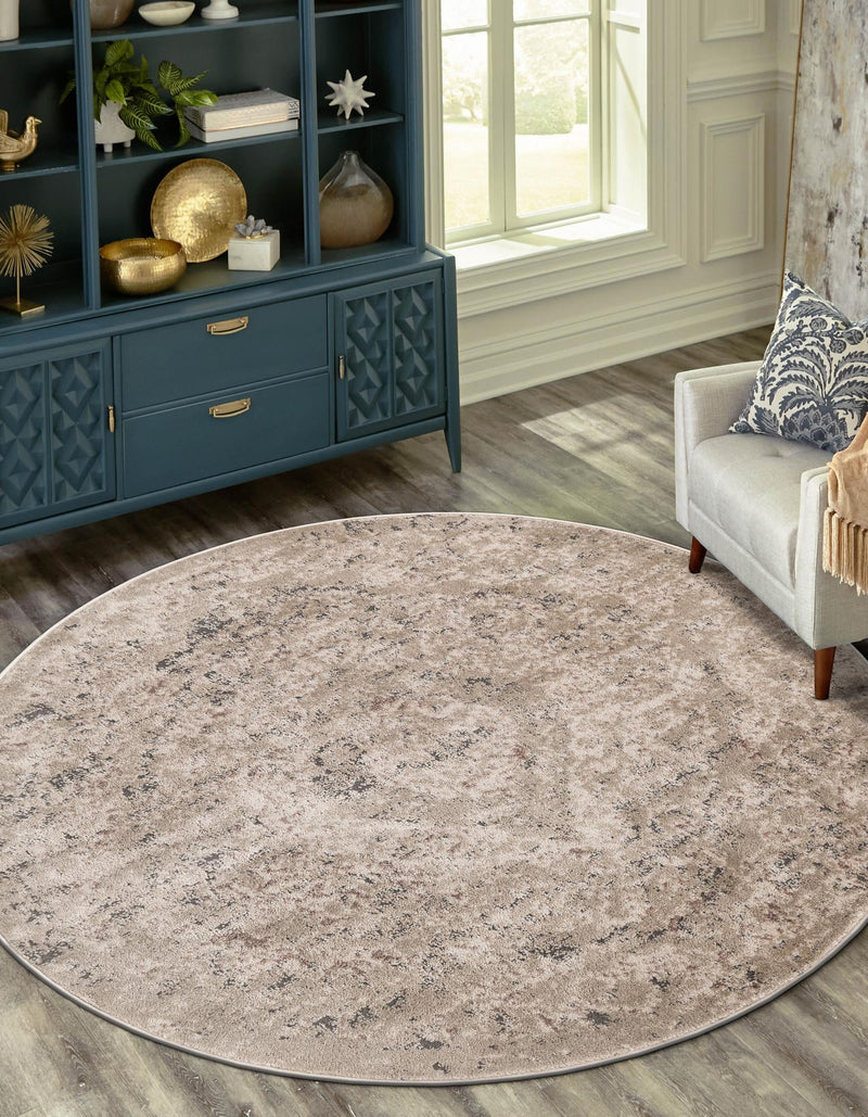 Cascade Range Collection Area Rug -  Jefferson Round Beige  lifestyle 126