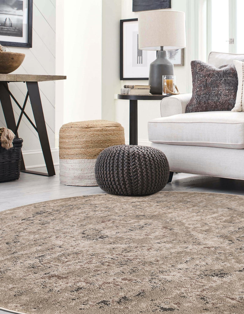 Cascade Range Collection Area Rug -  Jefferson Round Beige  lifestyle 138