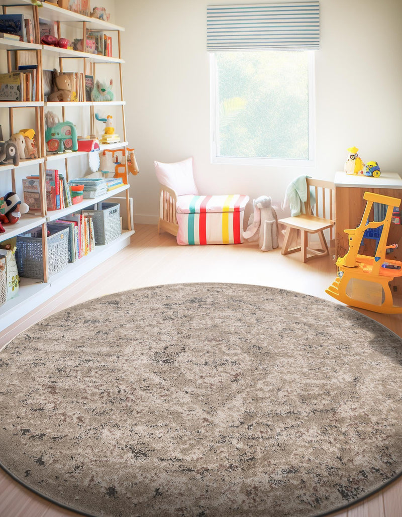 Cascade Range Collection Area Rug -  Jefferson Round Beige  lifestyle 162