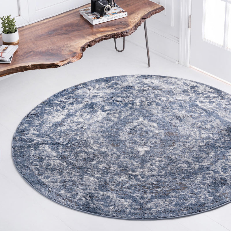 Cascade Range Collection Area Rug -  Jefferson Round Blue  lifestyle 0