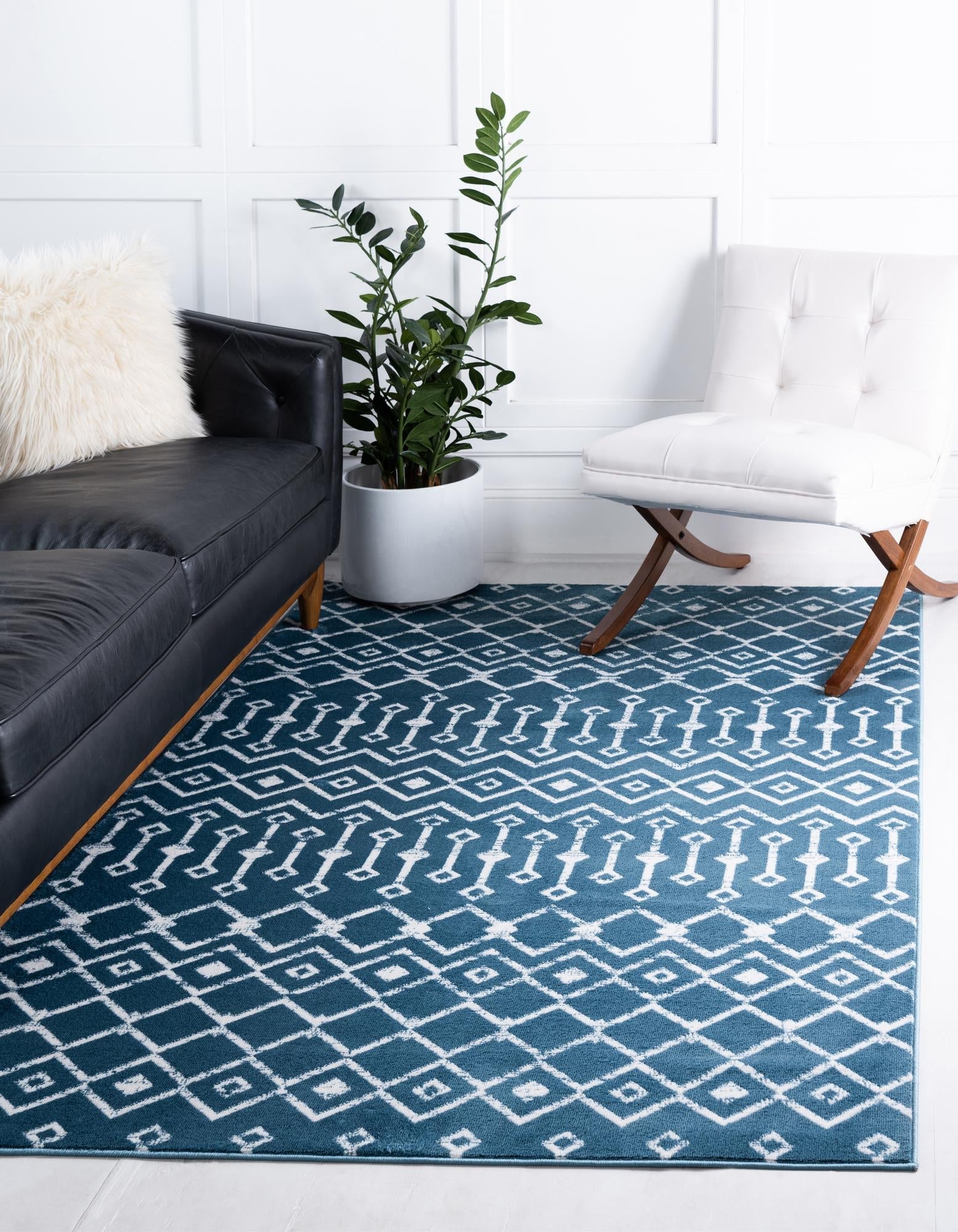 Marrakech Lattice Collection Area Rug - Medina (Blue)