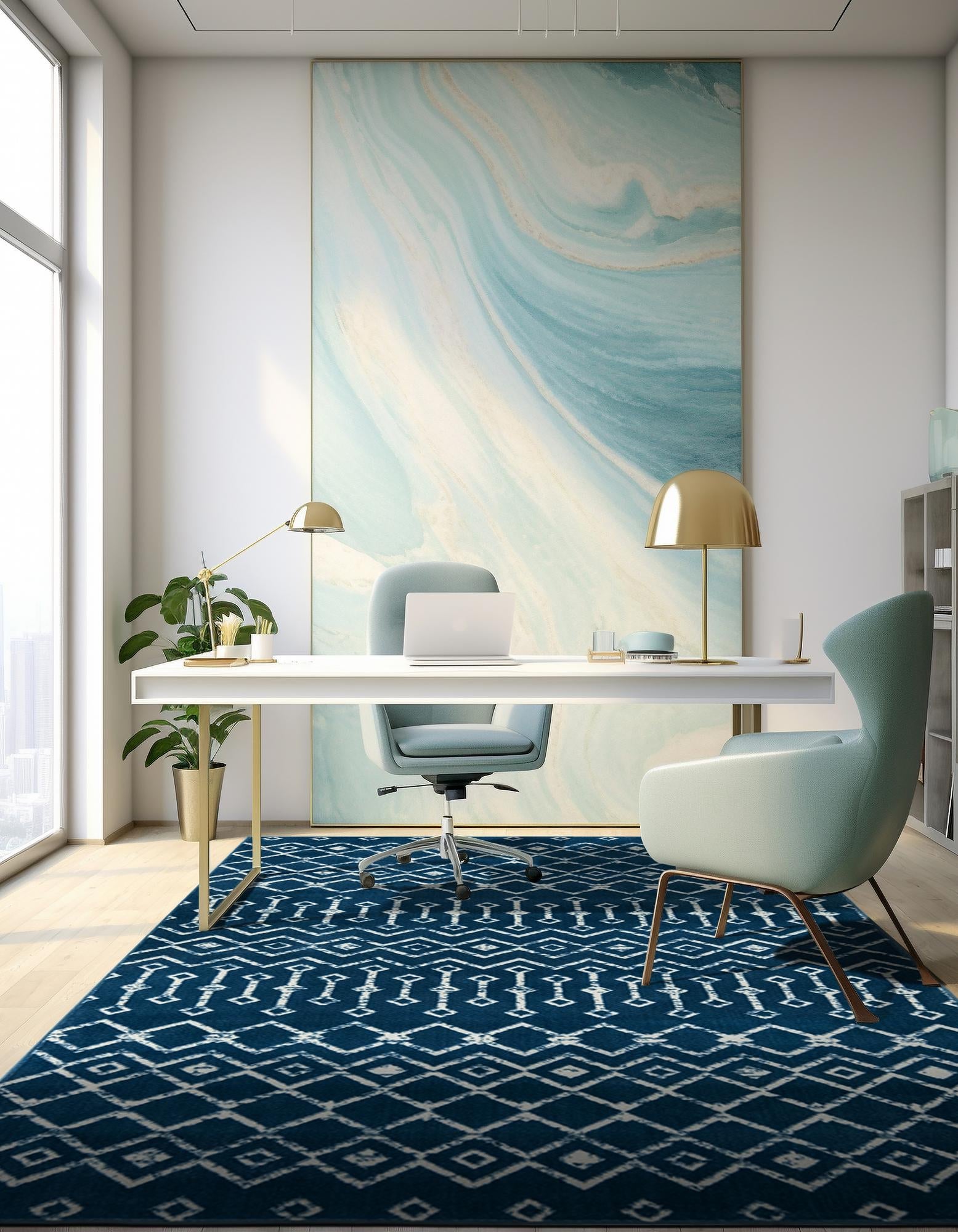 Marrakech Lattice Collection Area Rug - Medina (Blue)