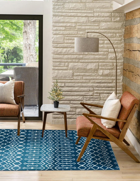 Marrakech Lattice Collection Area Rug - Medina (Blue)