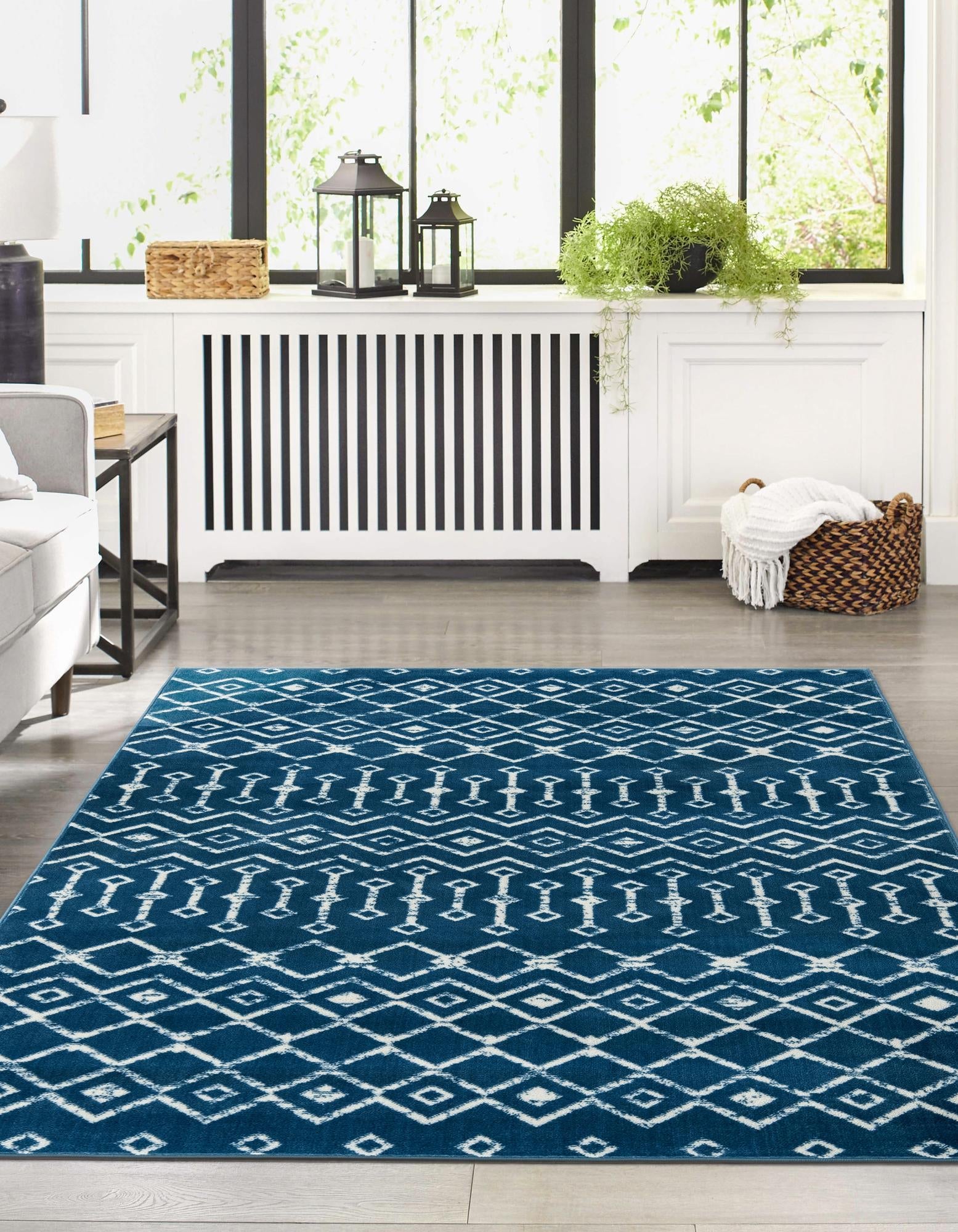 Marrakech Lattice Collection Area Rug - Medina (Blue)