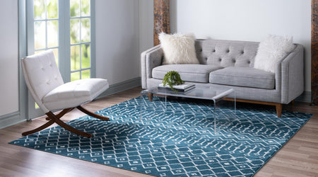 Marrakech Lattice Collection Area Rug - Medina (Blue)