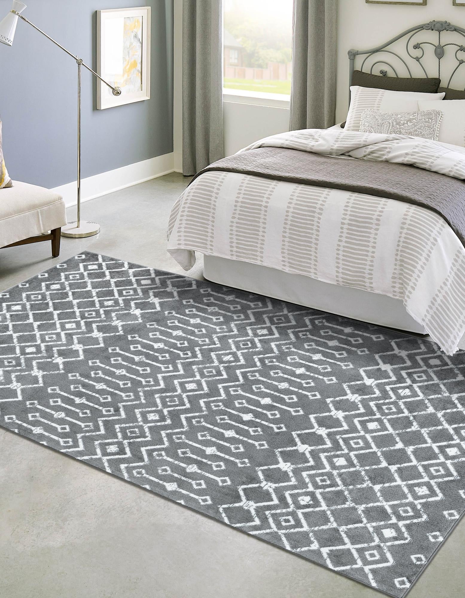 Marrakech Lattice Collection Area Rug - Medina (Gray)