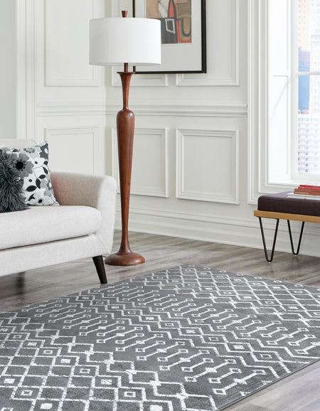 Marrakech Lattice Collection Area Rug - Medina (Gray)