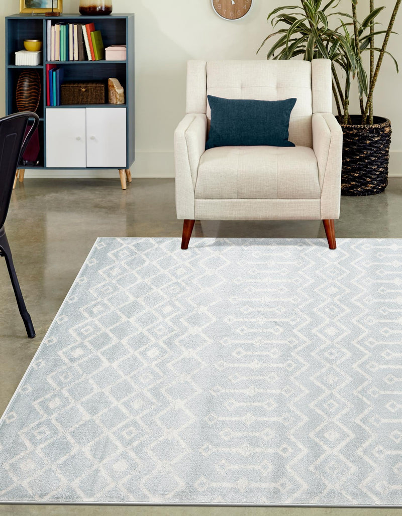 Marrakech Lattice Collection Area Rug - Medina (Light Blue) Rectangular Light Blue  lifestyle 4