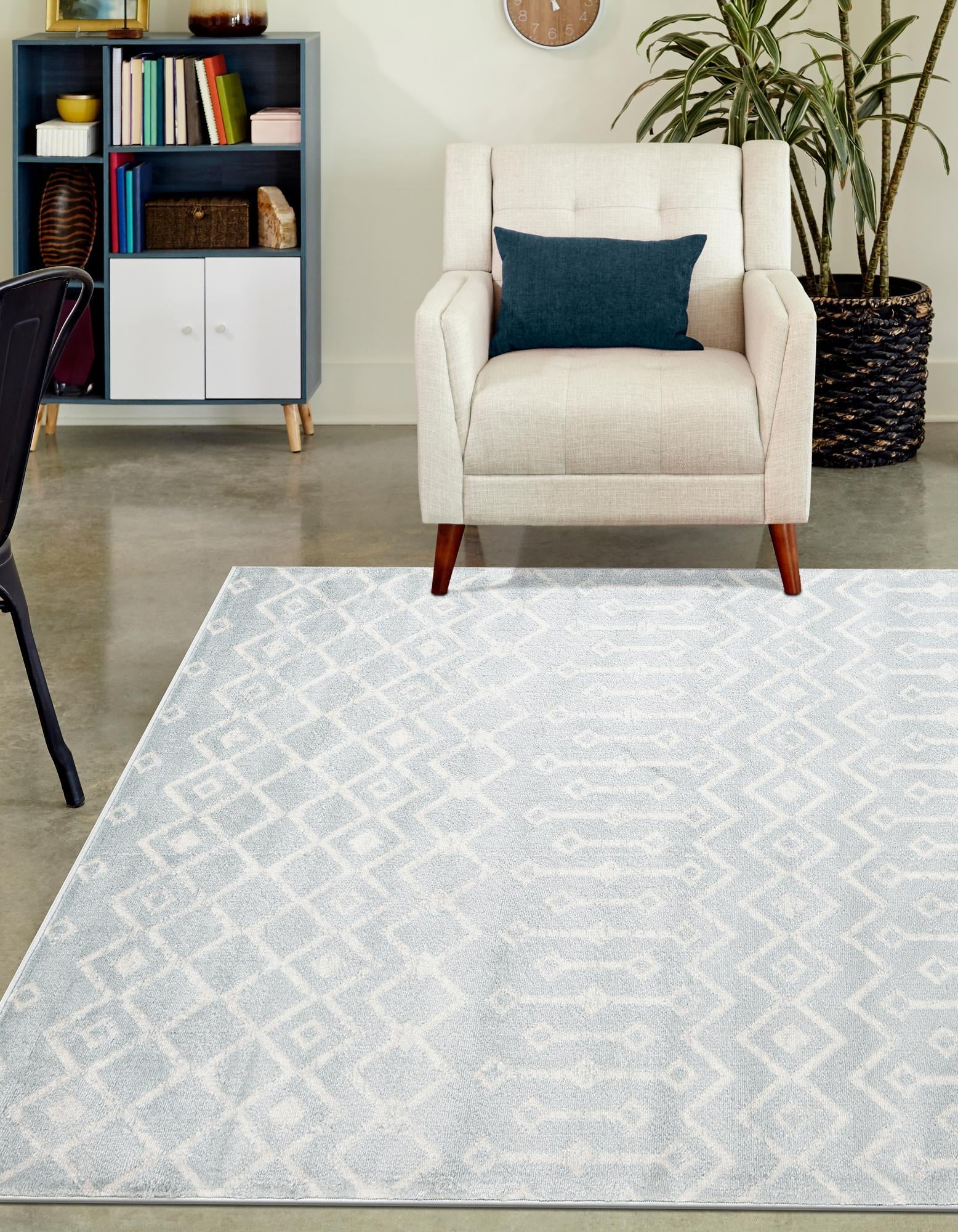 Marrakech Lattice Collection Area Rug - Medina (Light Blue)