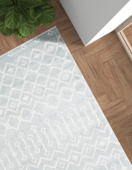 Marrakech Lattice Collection Area Rug - Medina (Light Blue)