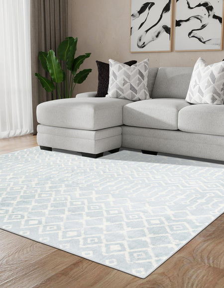 Marrakech Lattice Collection Area Rug - Medina (Light Blue)