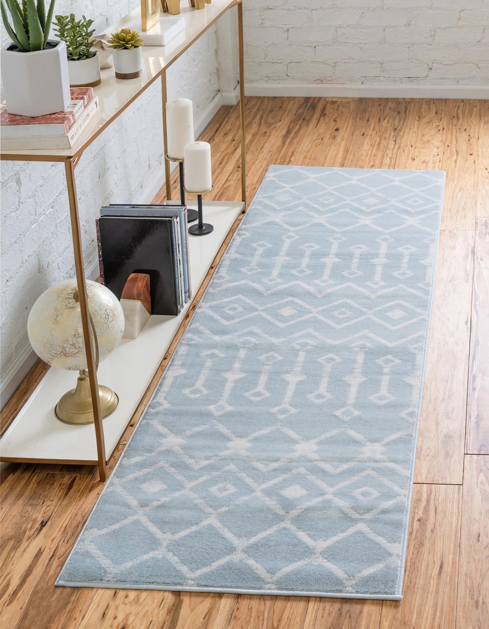 Marrakech Lattice Collection Area Rug - Medina (Light Blue)