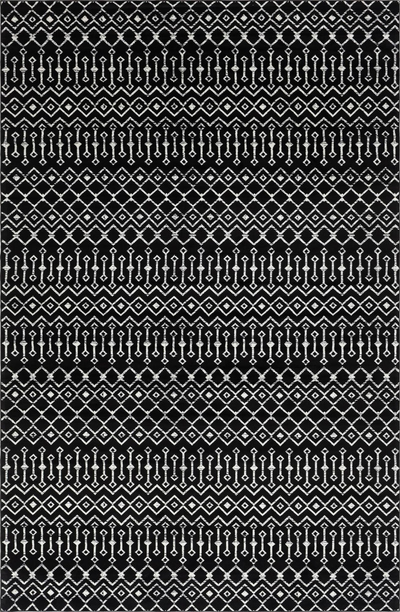 Marrakech Lattice Collection Area Rug - Medina (Black) Rectangular Black Main