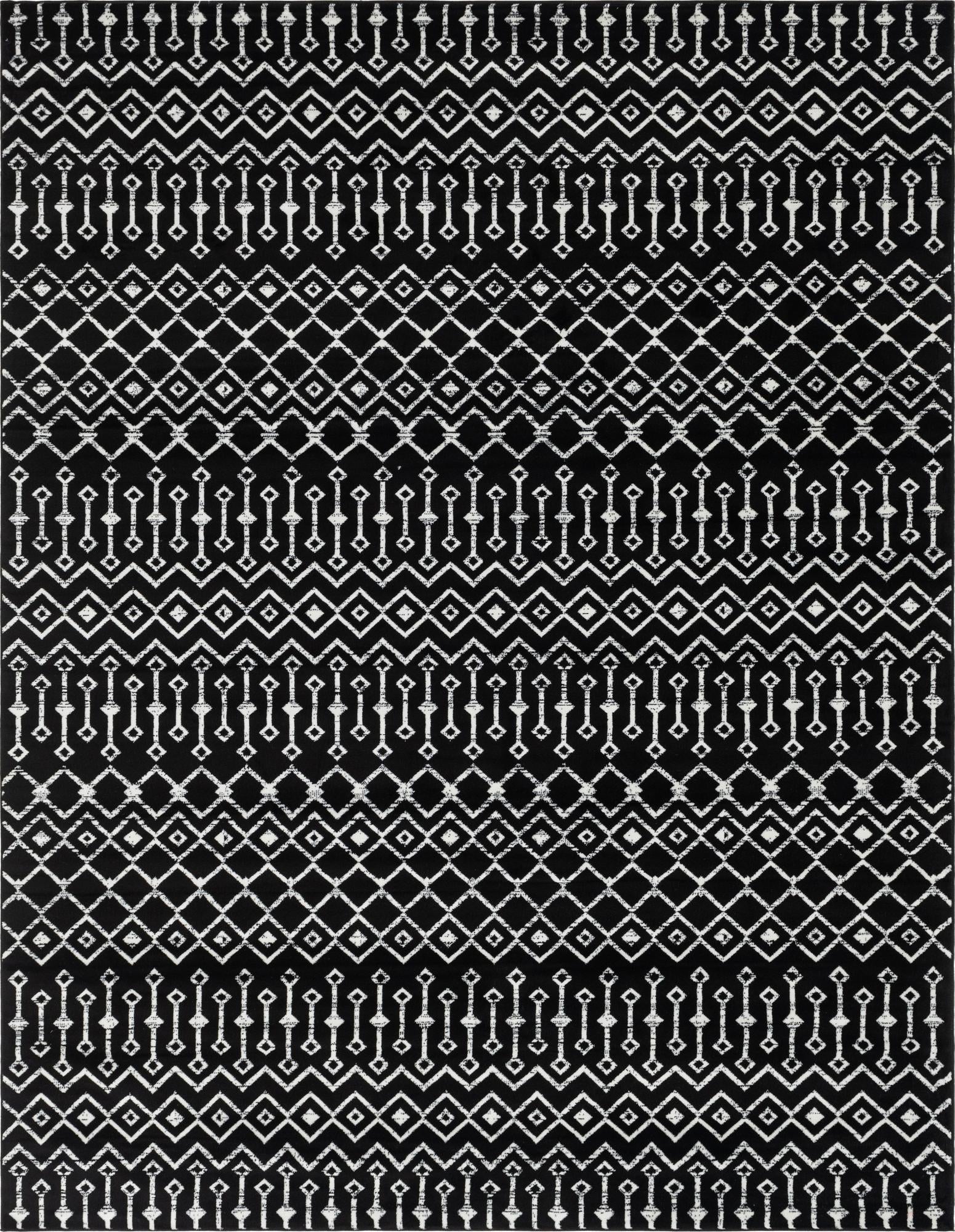 Marrakech Lattice Collection Area Rug - Medina (Black)