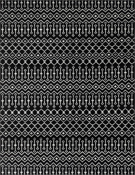 Marrakech Lattice Collection Area Rug - Medina (Black)