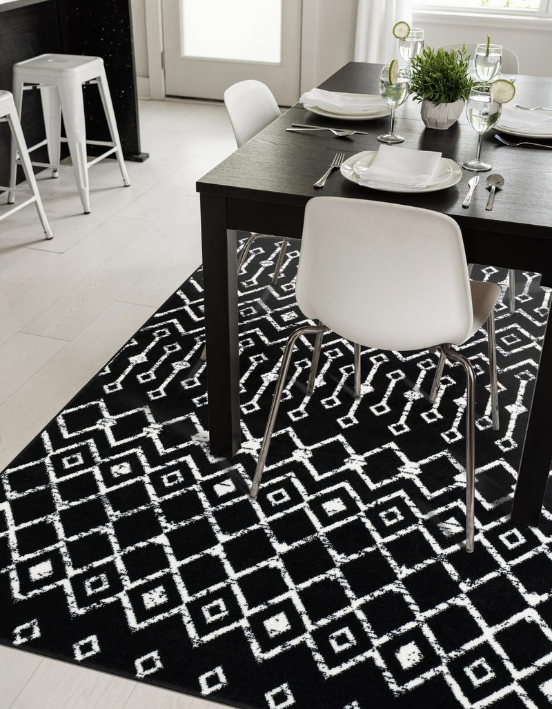 Marrakech Lattice Collection Area Rug - Medina (Black) Rectangular Black  lifestyle 5