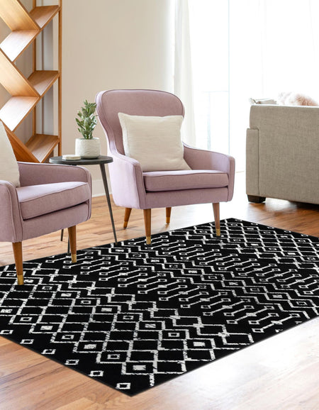 Marrakech Lattice Collection Area Rug - Medina (Black)