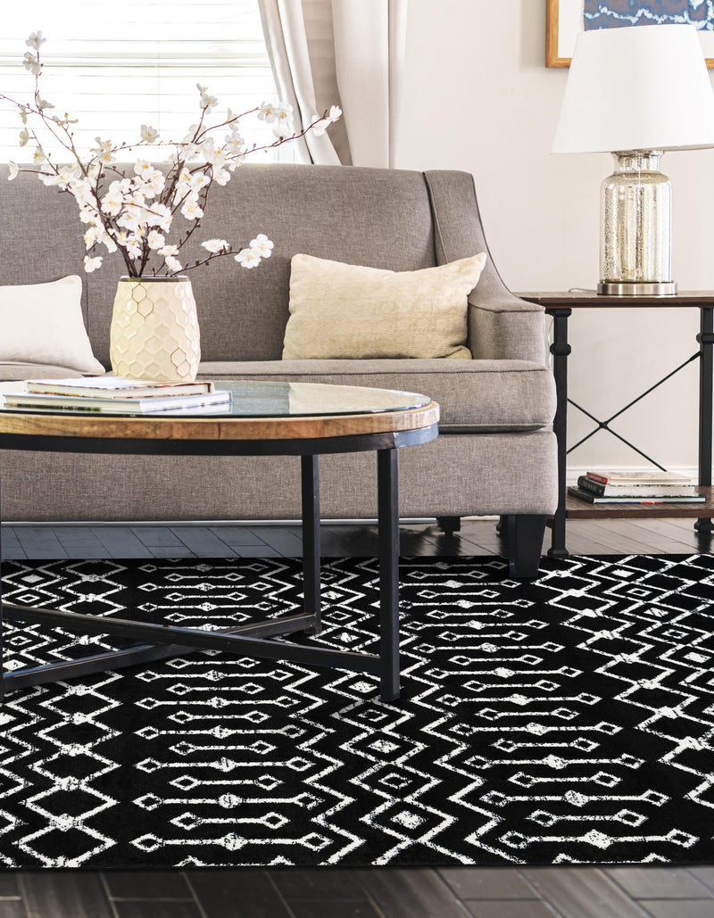 Marrakech Lattice Collection Area Rug - Medina (Black) Rectangular Black  lifestyle 13