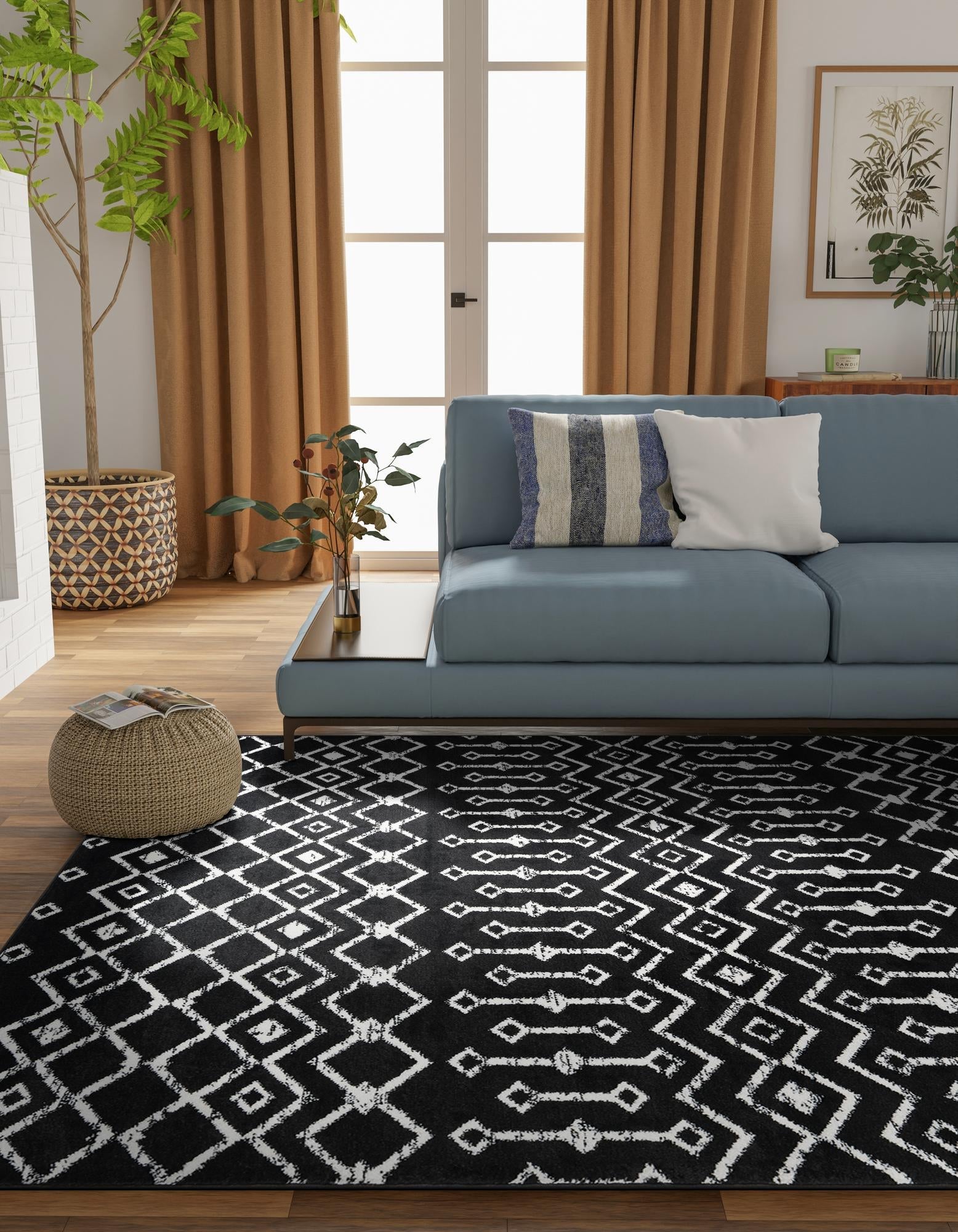 Marrakech Lattice Collection Area Rug - Medina (Black)