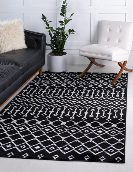 Marrakech Lattice Collection Area Rug - Medina (Black)