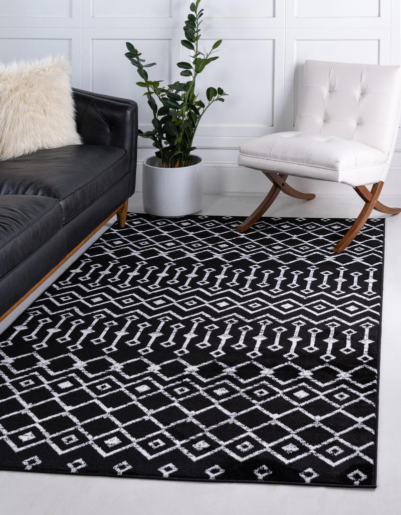 Marrakech Lattice Collection Area Rug - Medina (Black) Rectangular Black  lifestyle 22