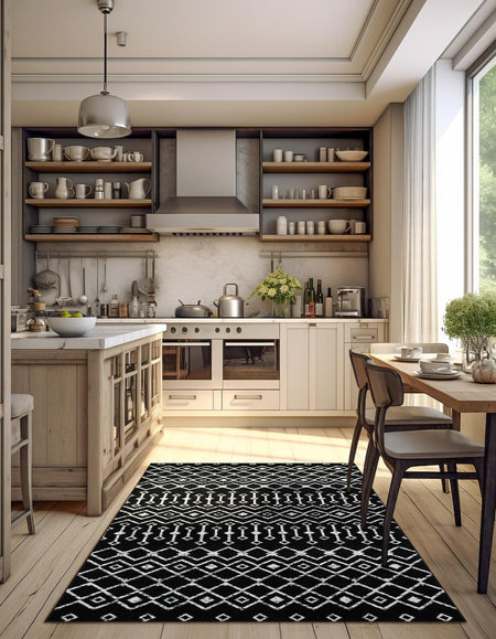 Marrakech Lattice Collection Area Rug - Medina (Black)