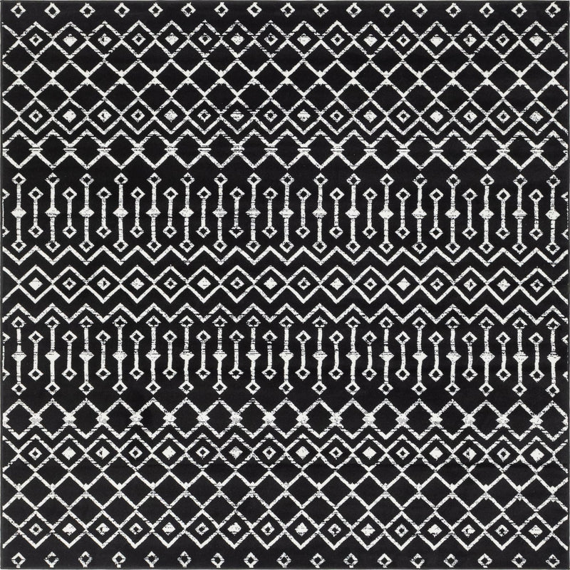 Marrakech Lattice Collection Area Rug - Medina (Black) Square Black Main