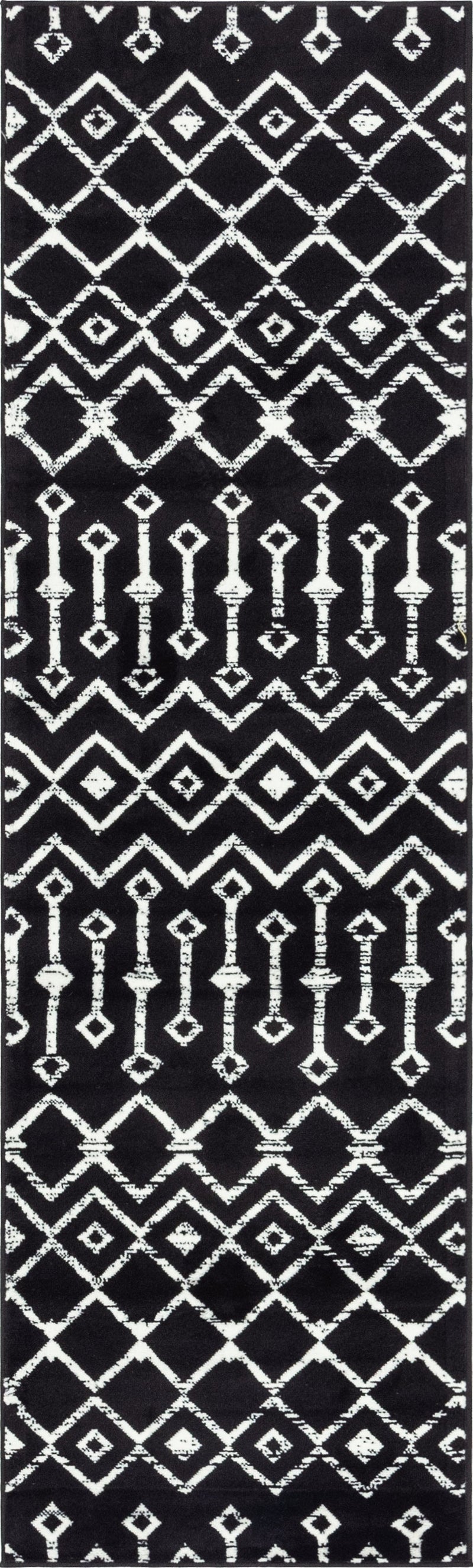 Marrakech Lattice Collection Area Rug - Medina (Black) Runner Black Main