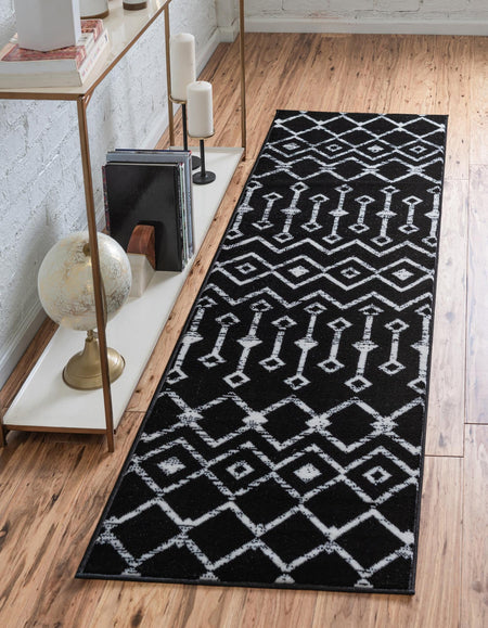 Marrakech Lattice Collection Area Rug - Medina (Black)