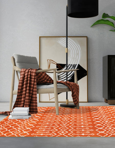 Marrakech Lattice Collection Area Rug - Medina (Orange)