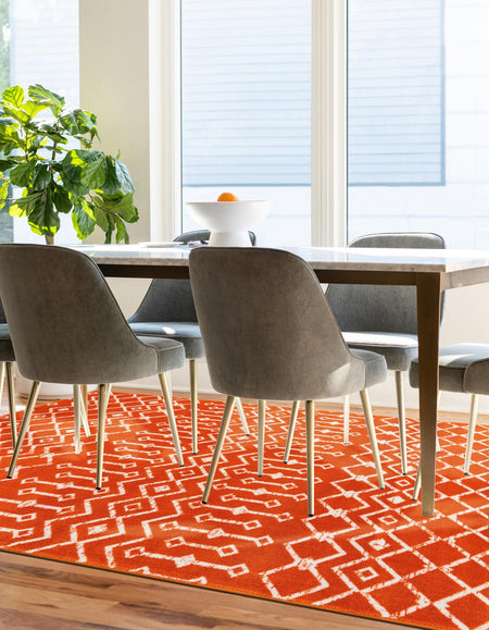 Marrakech Lattice Collection Area Rug - Medina (Orange)