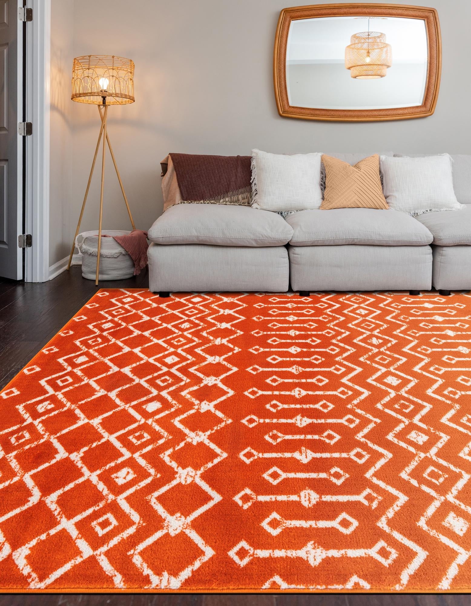 Marrakech Lattice Collection Area Rug - Medina (Orange)