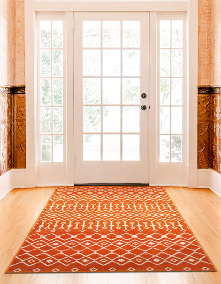 Marrakech Lattice Collection Area Rug - Medina (Orange)