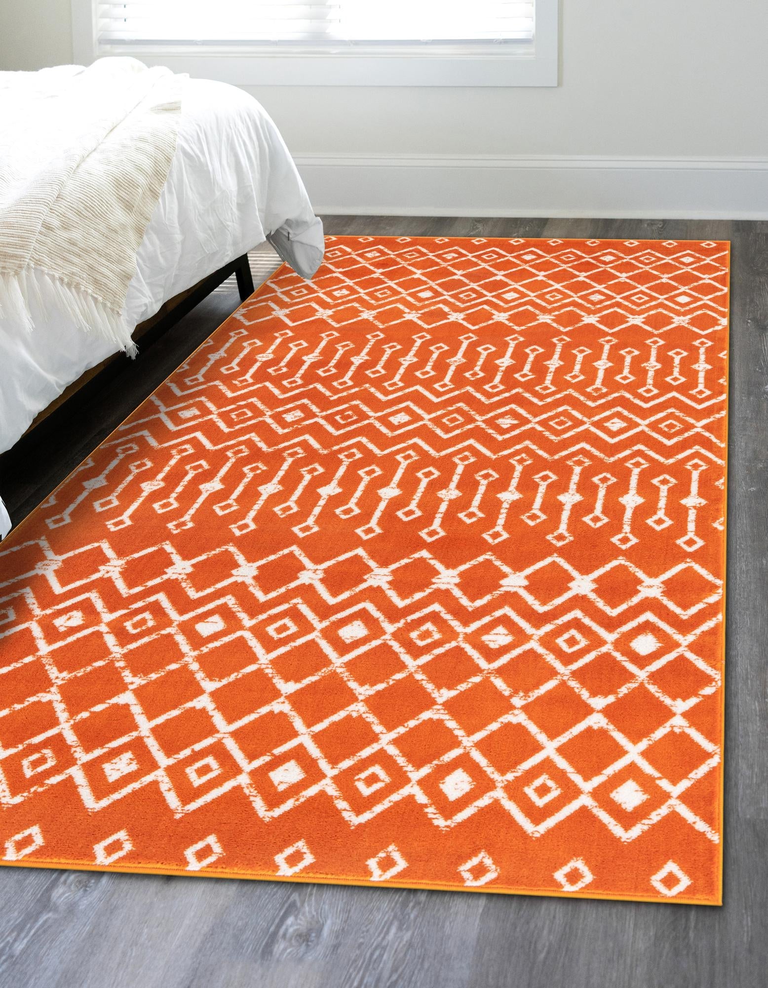 Marrakech Lattice Collection Area Rug - Medina (Orange)