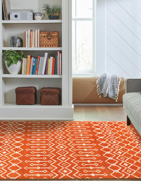 Marrakech Lattice Collection Area Rug - Medina (Orange)