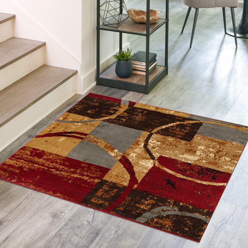 Bistro Lounge Collection Area Rug -  Ristretto Square Multi  lifestyle 118