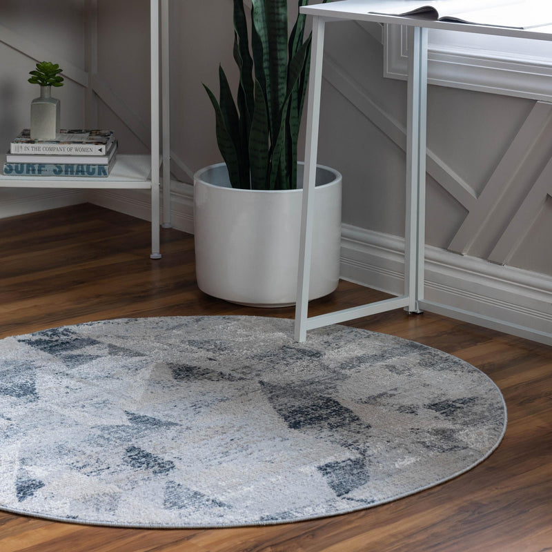 Aegean Elegance Collection Area Rug -  Crete Round Gray  lifestyle 21